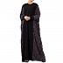 Checkered Kaftan abaya- Black-Multi Checkered Kaftan abaya- Black-Multi