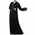 Premium Front open Nida abaya with handwork- Black-Teal Premium Front open Nida abaya with handwork- Black-Teal