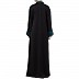 Premium Front open Nida abaya with handwork- Black-Teal Premium Front open Nida abaya with handwork- Black-Teal