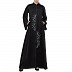 Party wear Front open Nida abaya with handwork- Black Party wear Front open Nida abaya with handwork- Black