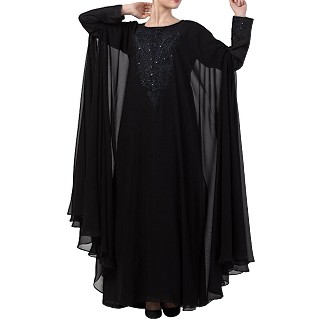 Occasion wear abaya with Embroidery work- Black