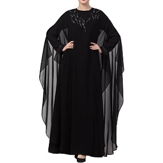 Double layered premium abaya with handwork- Black