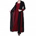 Designer Shrug abaya- Maroon-Black