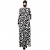 Printed a-line abaya- Black-White