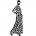 Printed a-line abaya- Black-White
