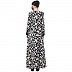 Printed a-line abaya- Black-White