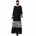 Casual Printed abaya- Black-White Casual Printed abaya- Black-White