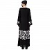 Casual Printed abaya- Black-White Casual Printed abaya- Black-White