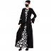 Printed Shrug Abaya- Black-White Printed Shrug Abaya- Black-White