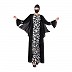 Printed Shrug Abaya- Black-White Printed Shrug Abaya- Black-White