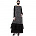 Casual Printed abaya with Frills- Black-White Casual Printed abaya with Frills- Black-White
