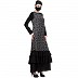 Casual Printed abaya with Frills- Black-White Casual Printed abaya with Frills- Black-White