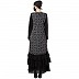 Casual Printed abaya with Frills- Black-White Casual Printed abaya with Frills- Black-White