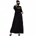 Designer abaya with golden Zari work- Black Designer abaya with golden Zari work- Black