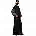 Front open abaya with Printed Balloon Sleeves- Black Front open abaya with Printed Balloon Sleeves- Black