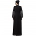 Front open abaya with Printed Balloon Sleeves- Black Front open abaya with Printed Balloon Sleeves- Black
