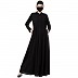 Designer Front open abaya with Pin Tucks- Black