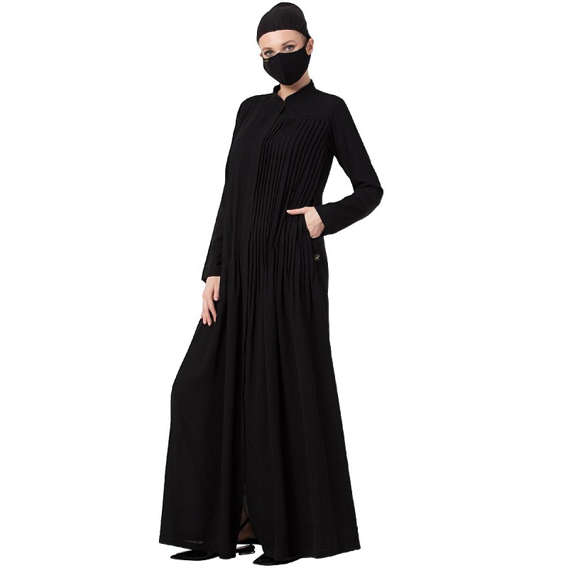 open front abaya black