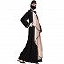 Front open abaya with falling Shrug- Black-Fawn Front open abaya with falling Shrug- Black-Fawn