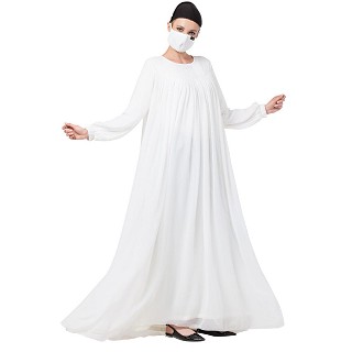 Mexi Dress abaya with Pintucks- White