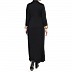 Front open abaya with floral lacework- Black-Beige Front open abaya with floral lacework- Black-Beige