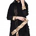 Front open abaya with floral lacework- Black-Beige Front open abaya with floral lacework- Black-Beige