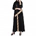 Front open abaya with floral lacework- Black-Beige Front open abaya with floral lacework- Black-Beige