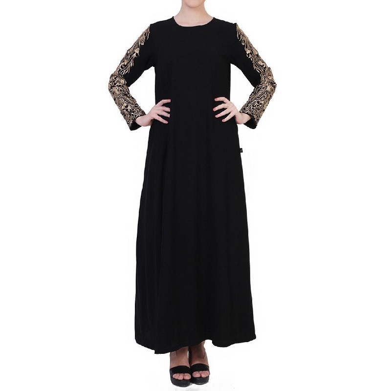 Abaya online- Buy a-line Embroidery nida abaya
