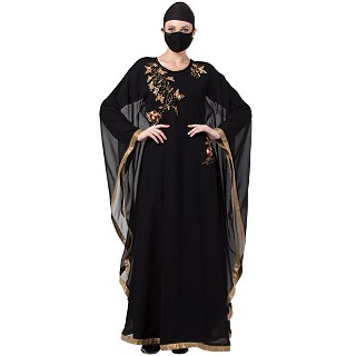 Designer Georgette kaftan with an Inner abaya- Black