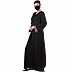 Premium Front open abaya with Contrast border- Black