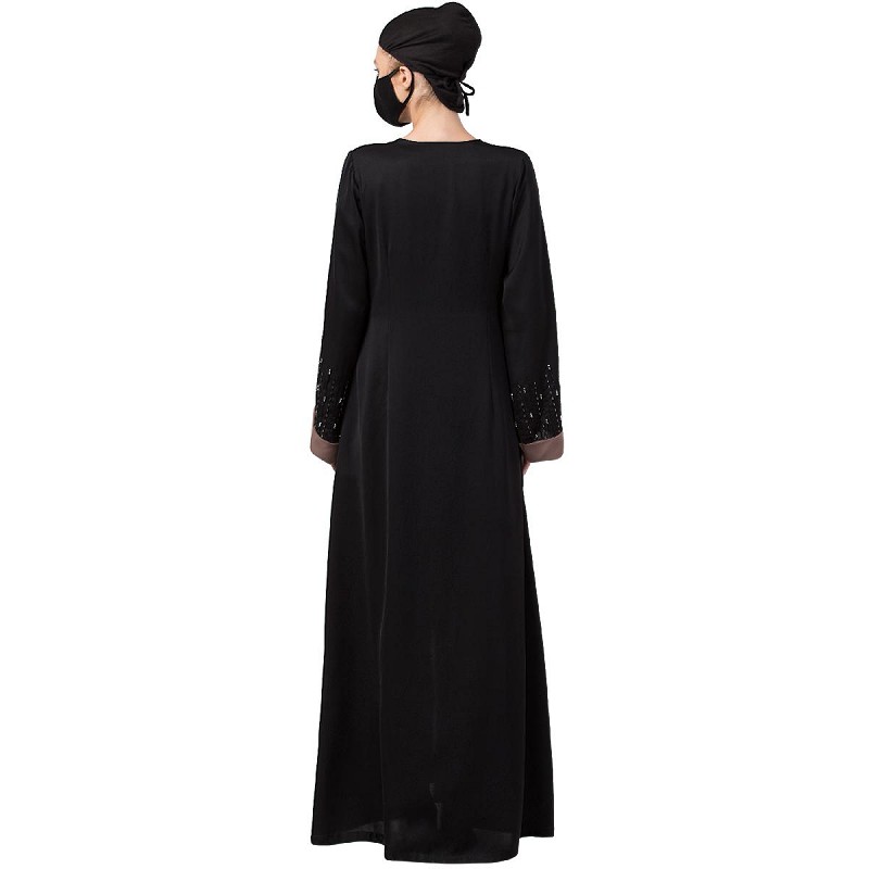 open front abaya black