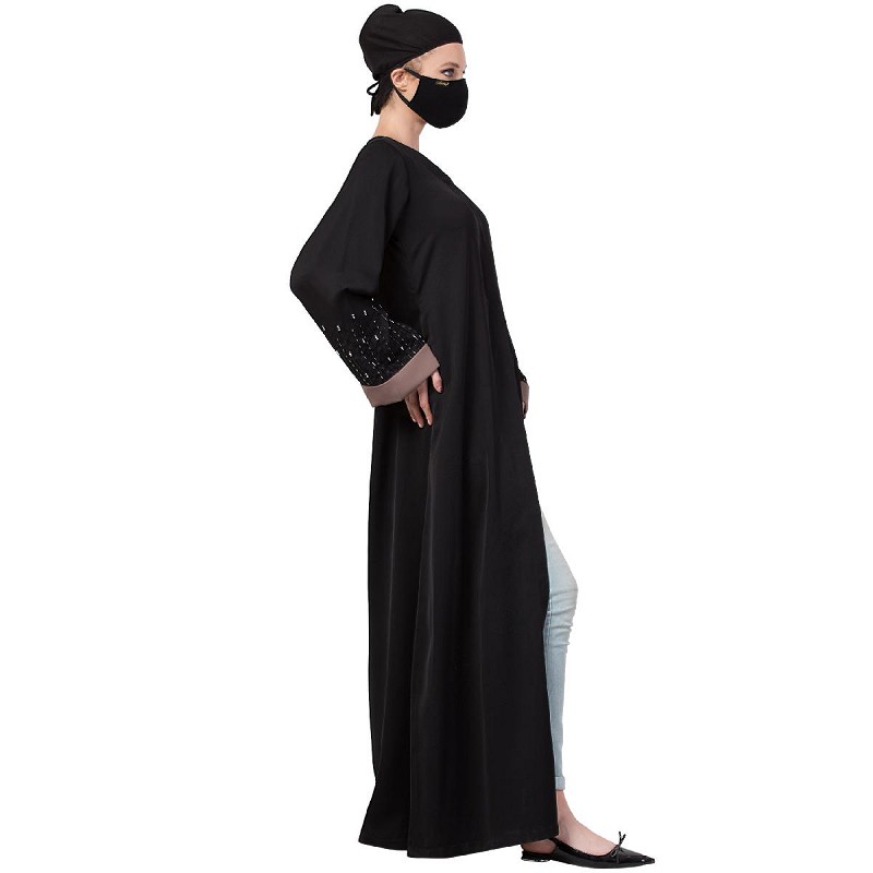 open front abaya black