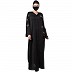 Premium Front open abaya with V-Neck- Black