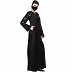 Premium Front open abaya with V-Neck- Black