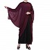 Georgette Cape with Nida inner abaya- Black-Wine