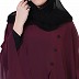 Georgette Cape with Nida inner abaya- Black-Wine