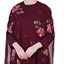 Double layered floral printed abaya - Wine Double layered floral printed abaya - Wine
