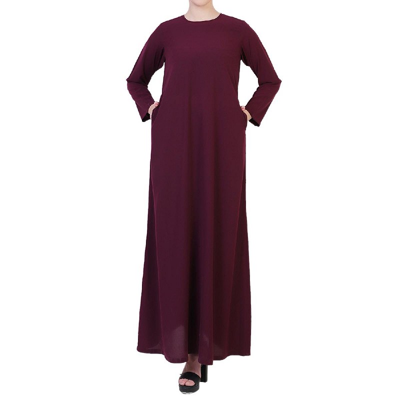 Chic Overlapped panel casual Abaya Wine