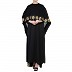 Designer Cape abaya with lacework- Black-Gold Designer Cape abaya with lacework- Black-Gold