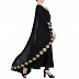 Designer Cape abaya with lacework- Black-Gold Designer Cape abaya with lacework- Black-Gold