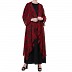 Printed Shrug Abaya- Black-Maroon Printed Shrug Abaya- Black-Maroon