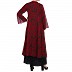 Printed Shrug Abaya- Black-Maroon Printed Shrug Abaya- Black-Maroon