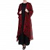 Printed Shrug Abaya- Black-Maroon Printed Shrug Abaya- Black-Maroon