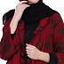 Printed Shrug Abaya- Black-Maroon Printed Shrug Abaya- Black-Maroon