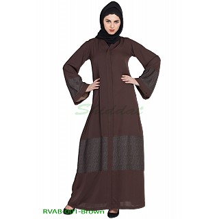 Front open reversible abaya- Brown