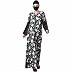 Reversible Front open abaya - Black-White Reversible Front open abaya - Black-White