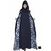 Printed Shrug abaya- Navy Blue-White Printed Shrug abaya- Navy Blue-White
