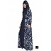 Printed Shrug abaya- Navy Blue-White Printed Shrug abaya- Navy Blue-White