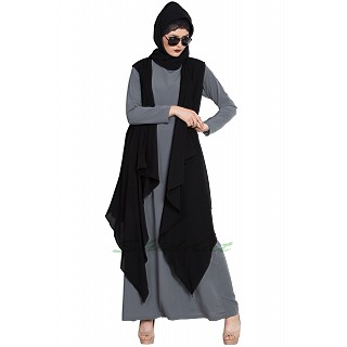 Shrug abaya- Grey-Black