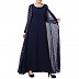 Printed Shrug Abaya- Navy Blue Printed Shrug Abaya- Navy Blue